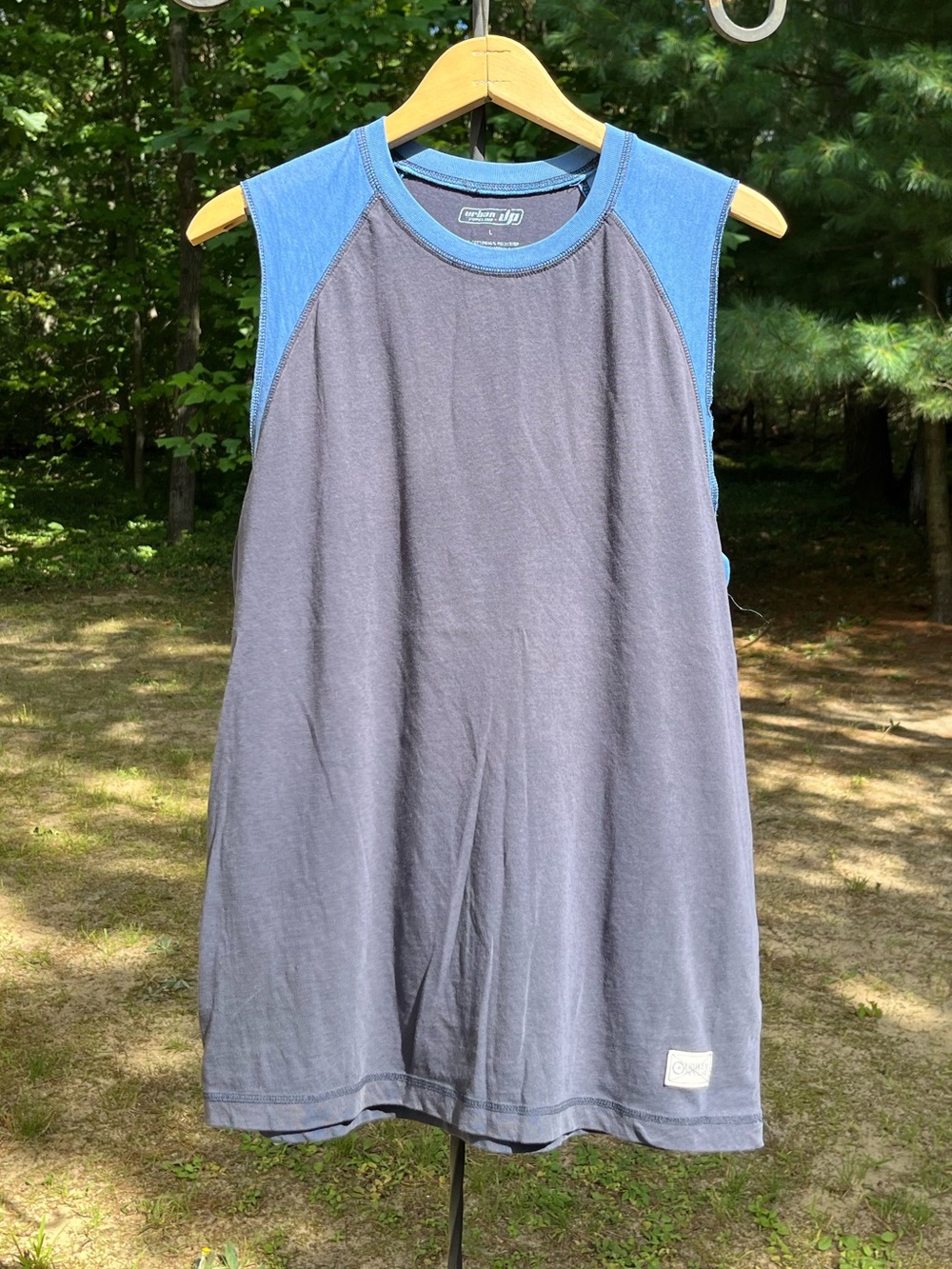 90s Y2K Urban Pipeline Baggy Basketball Muscle Tank Top Blue L Grunge Skater